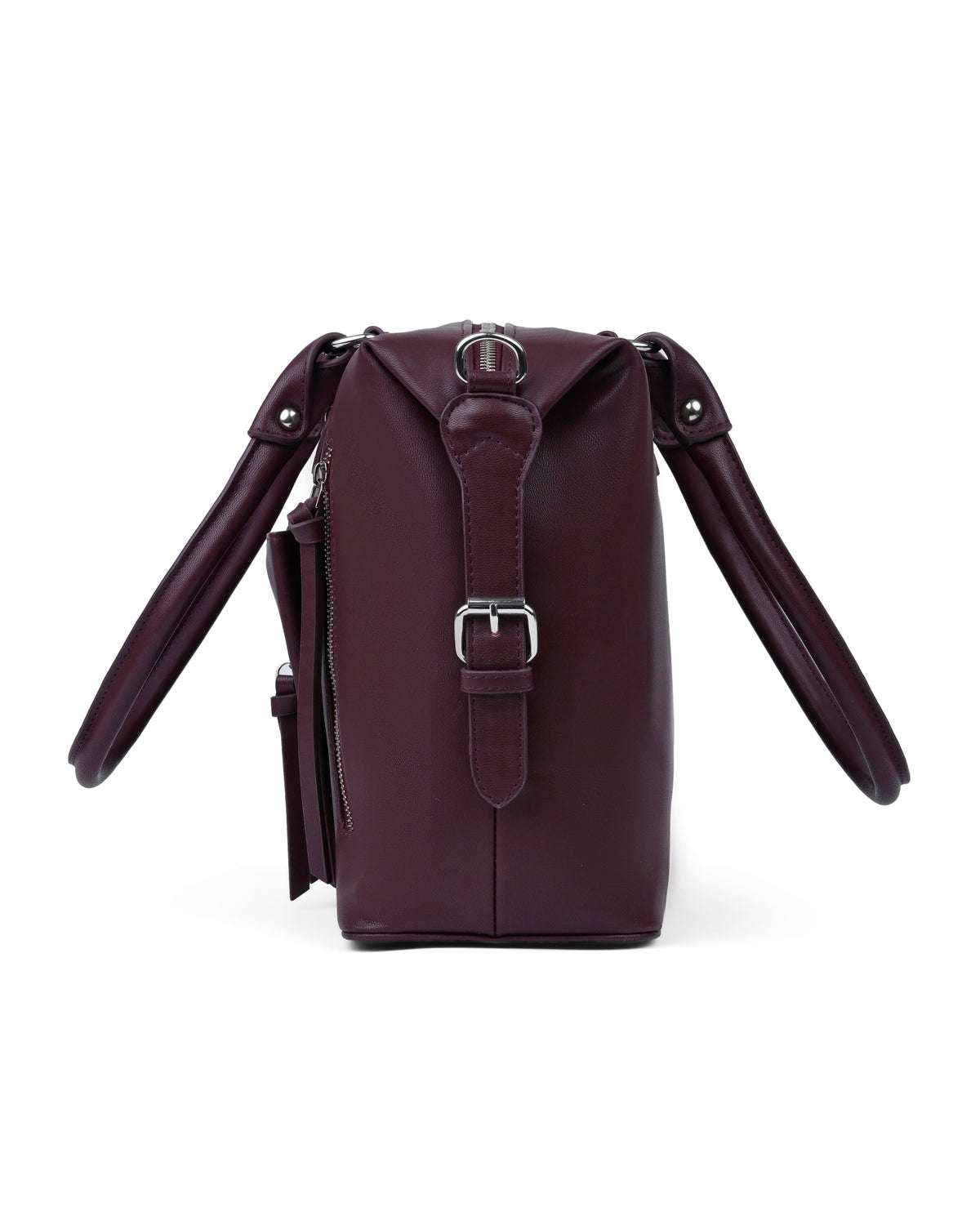 Multi Zip Tote Handbag in Maroon