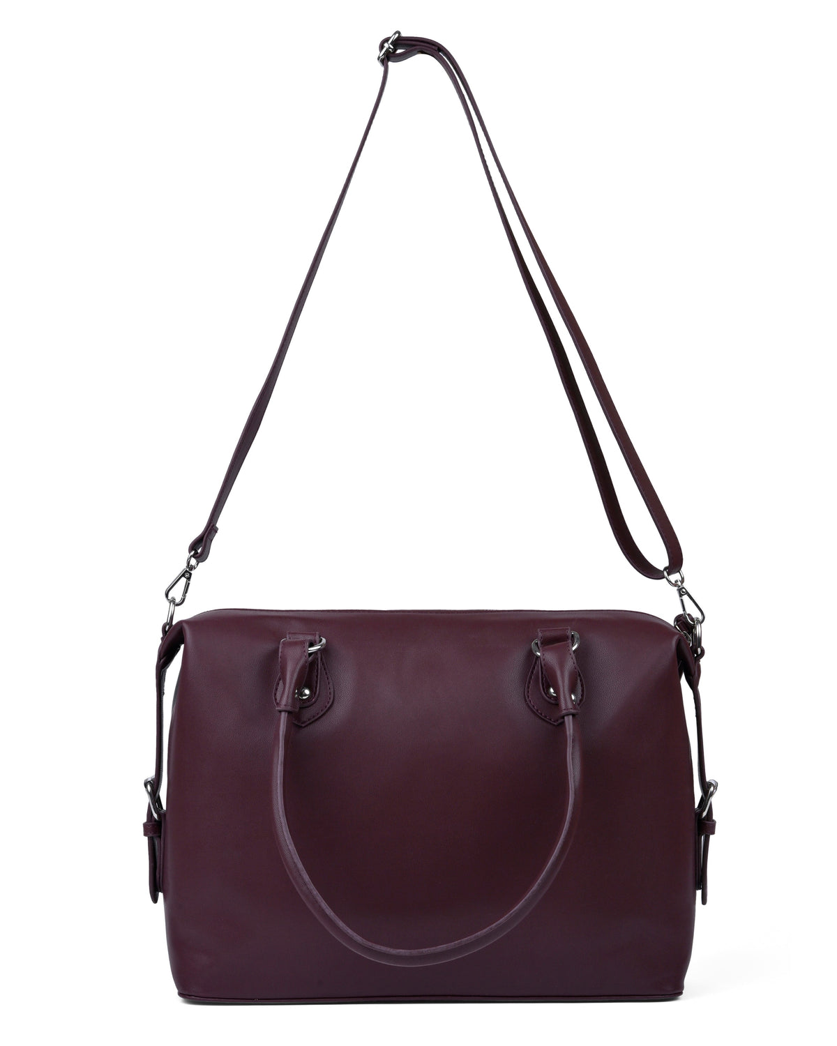 Multi Zip Tote Handbag in Maroon