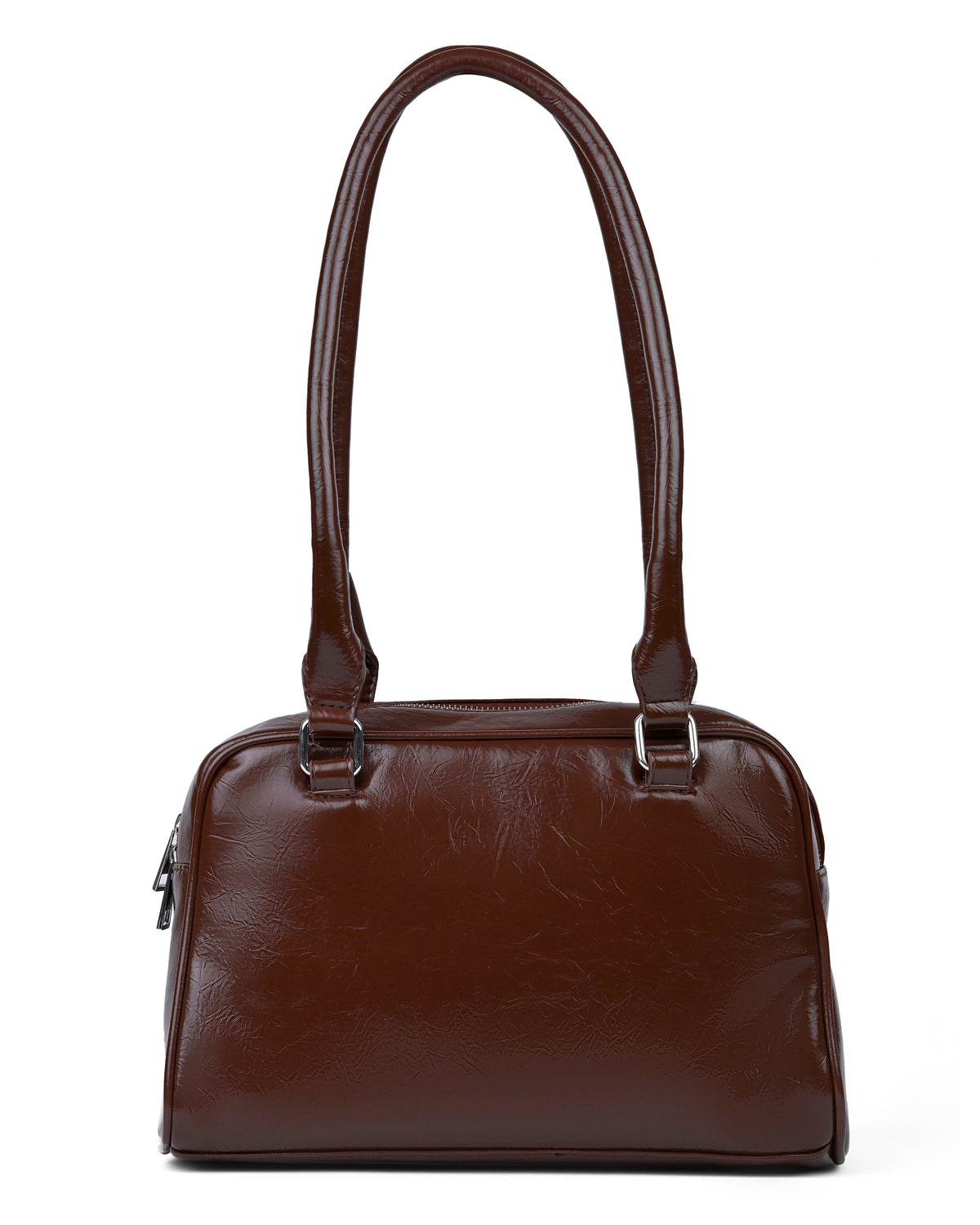 Y2K Patent Shoulder Handbag in Chocolate Brown