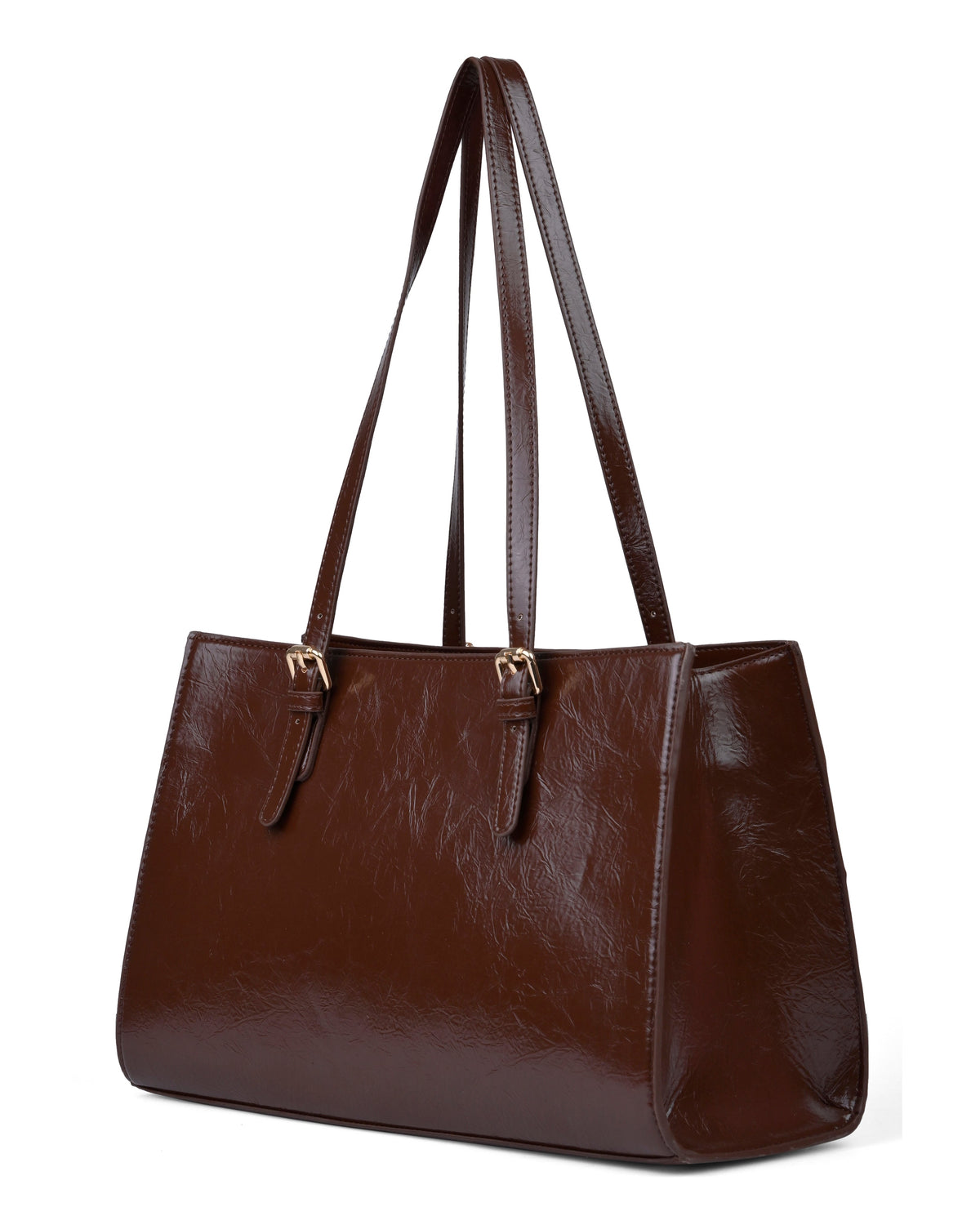 Polished Tote Carryall Bag in Chocolate Brown
