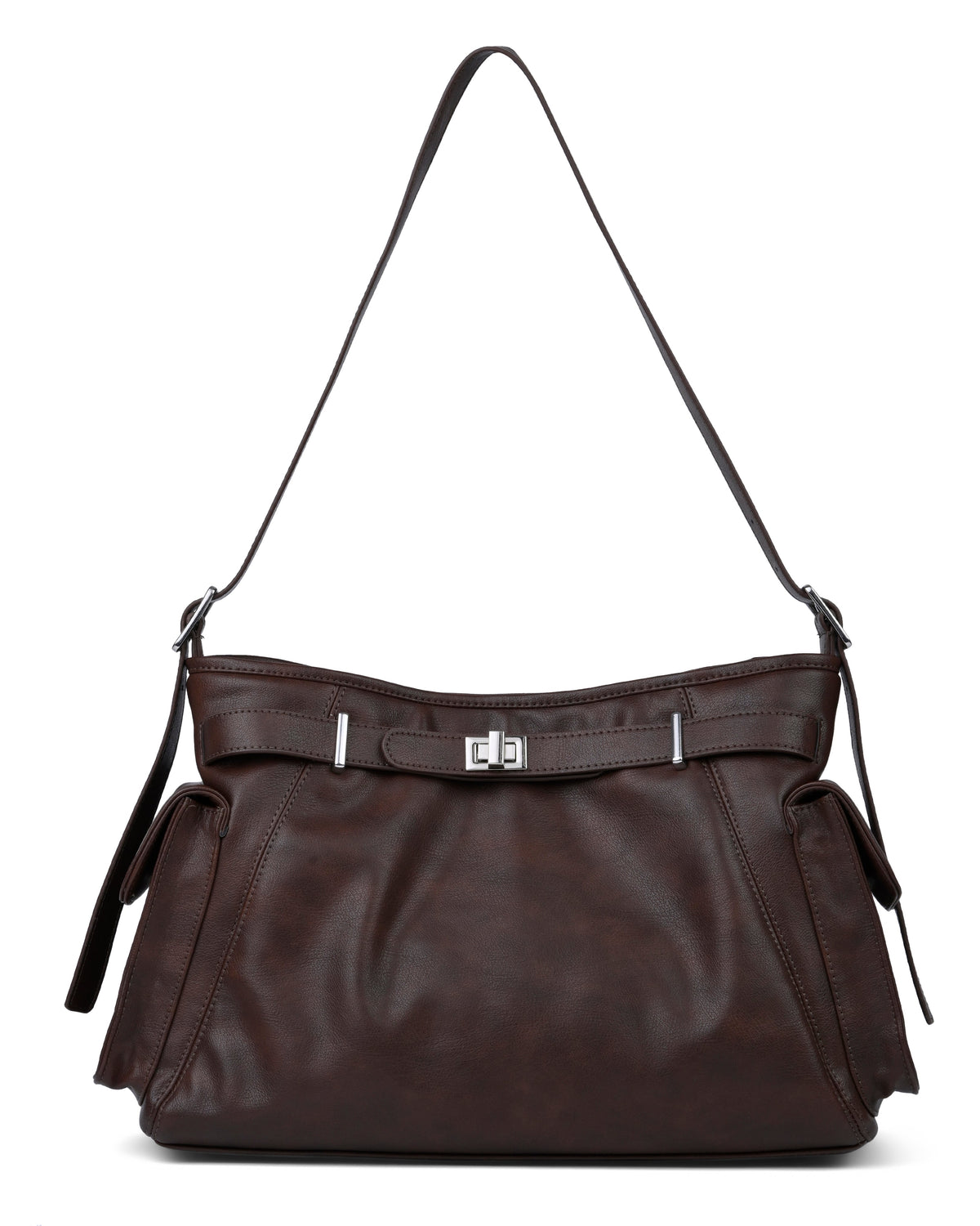 Adjustable Strap Shoulder Bag in Espresso Brown
