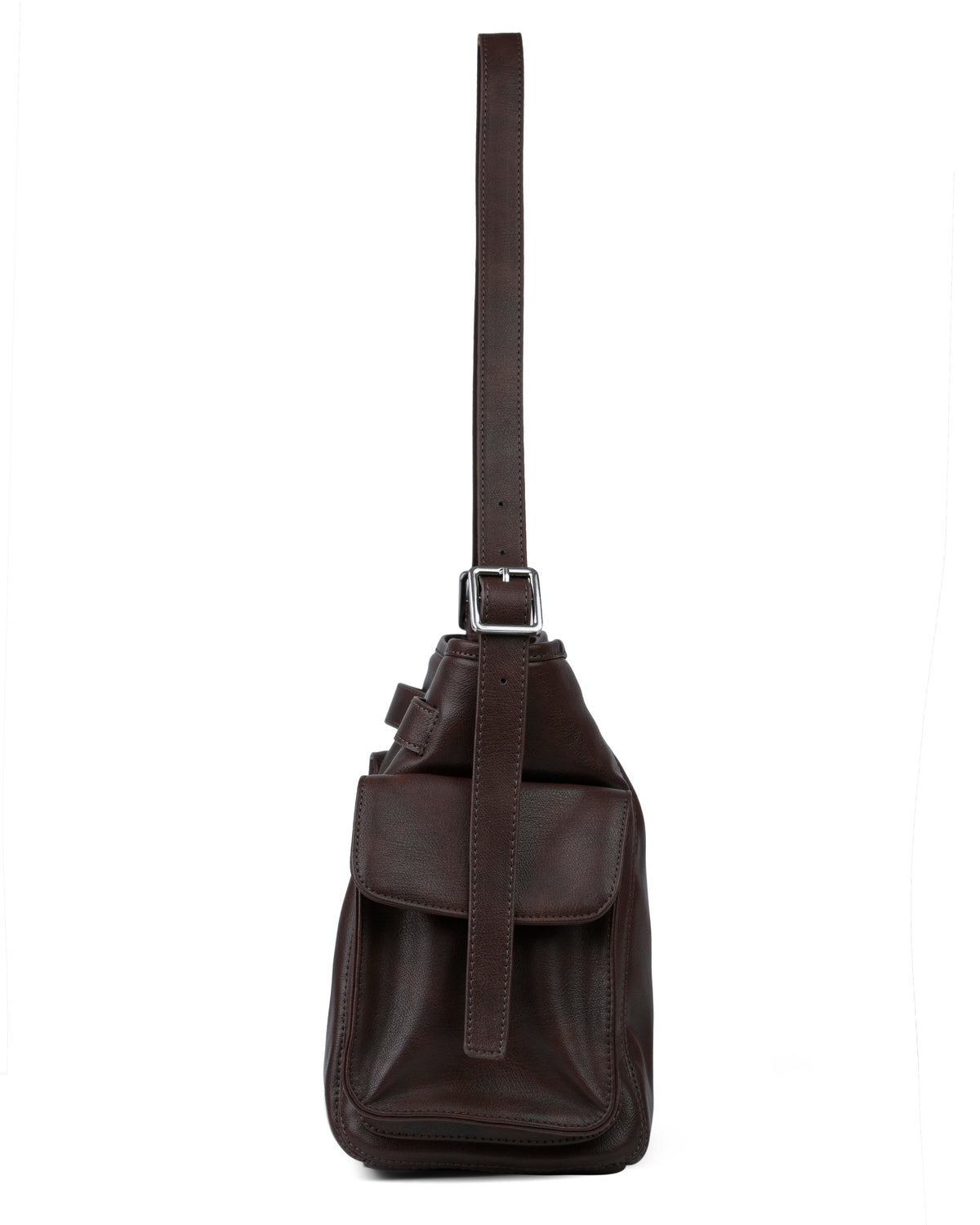 Adjustable Strap Shoulder Bag in Espresso Brown