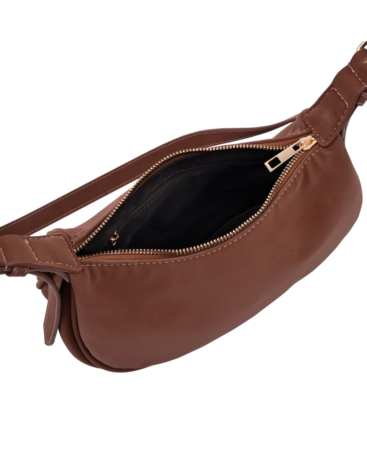 Chic Minimal Shoulder Bag in Caramel Brown