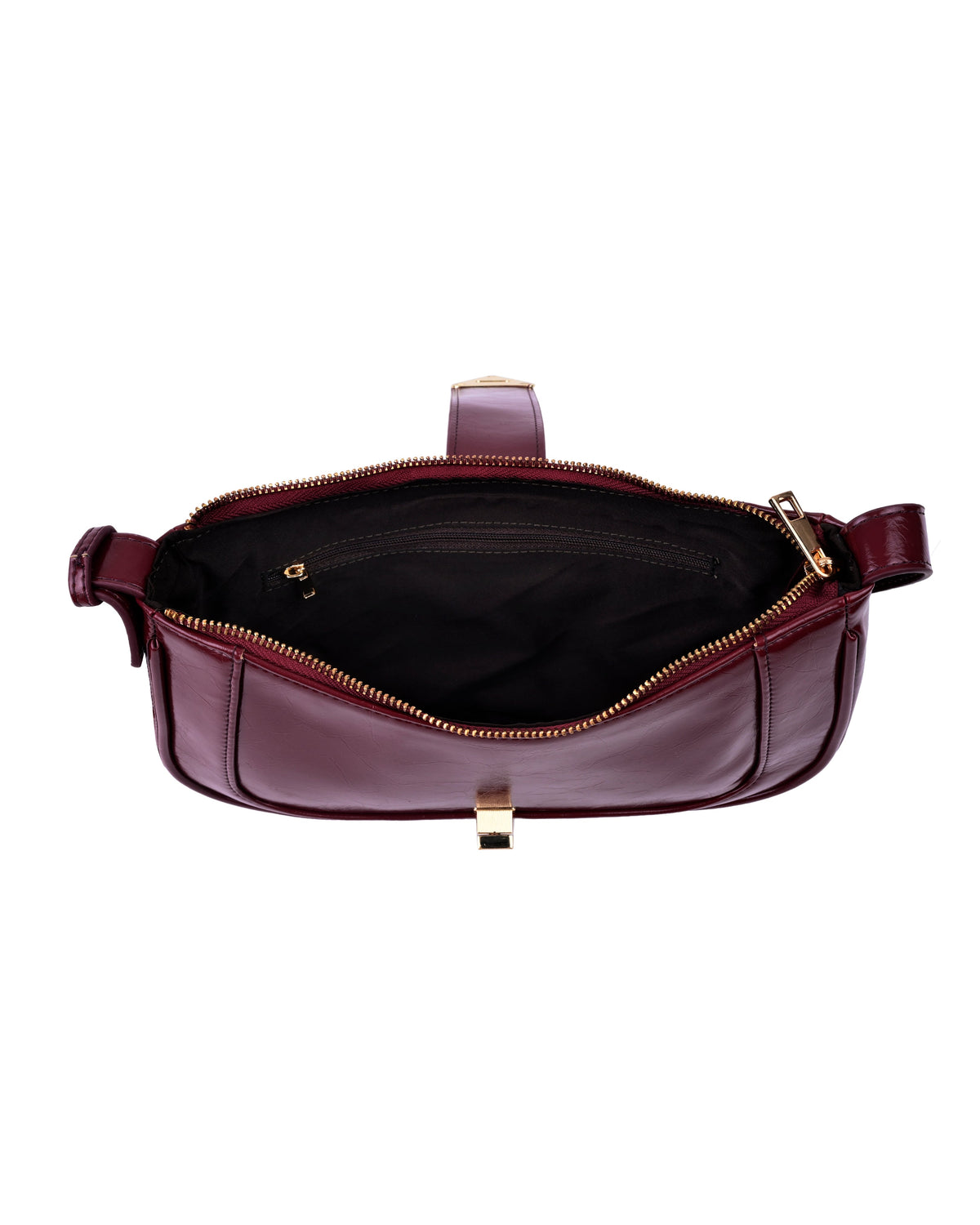 Elegant Patent Finish Shoulder Bag in Cherry Red