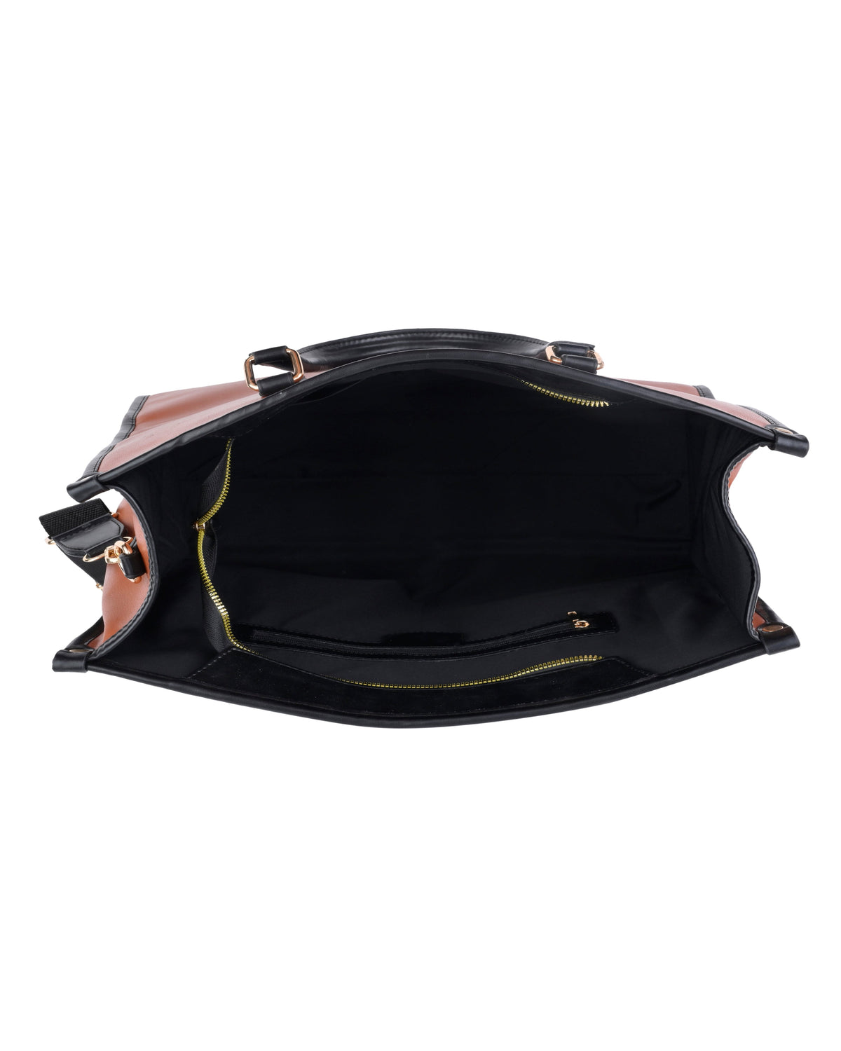 Tailored Contrast Handle Tote Bag in Brown