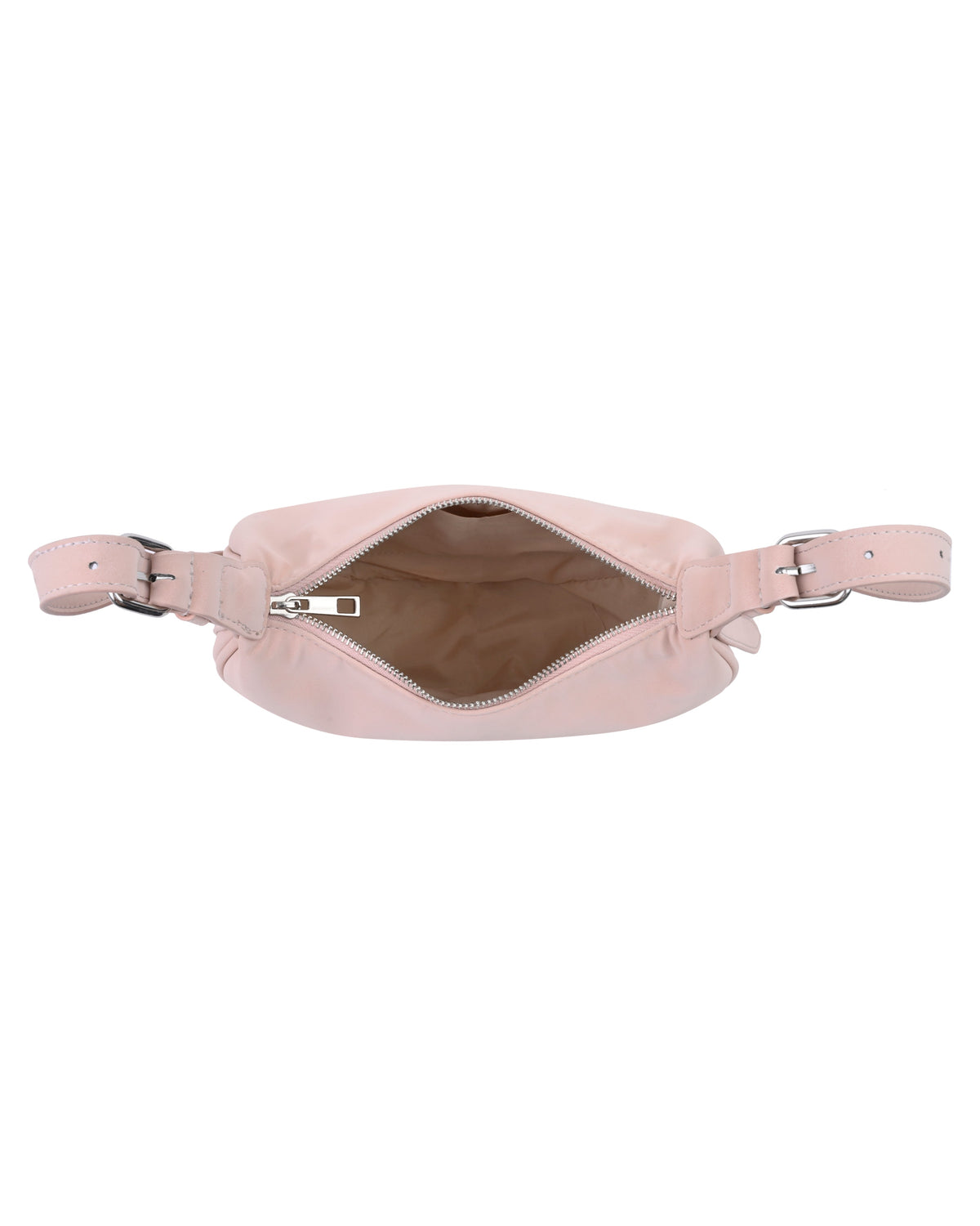 Minimal Curved Shoulder Bag in Beige