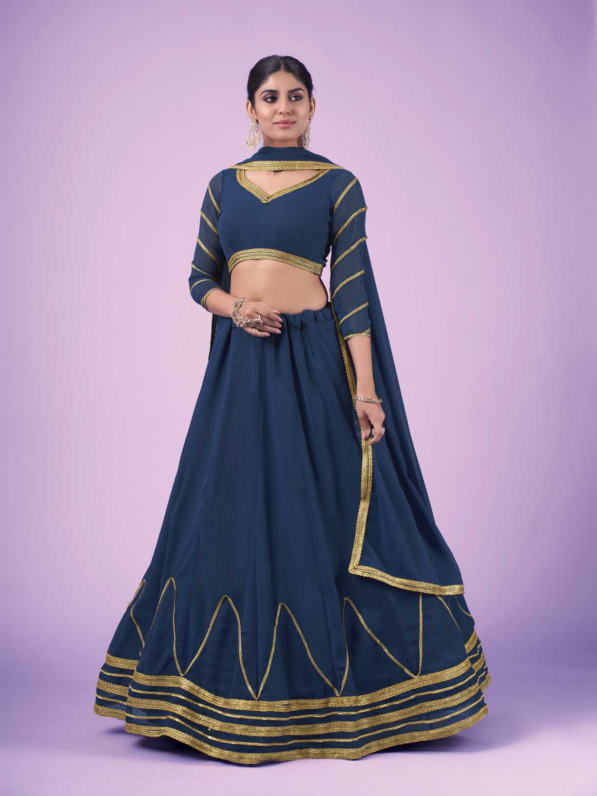 Blue Wedding and Festival Semi Stitched Lehenga Choli