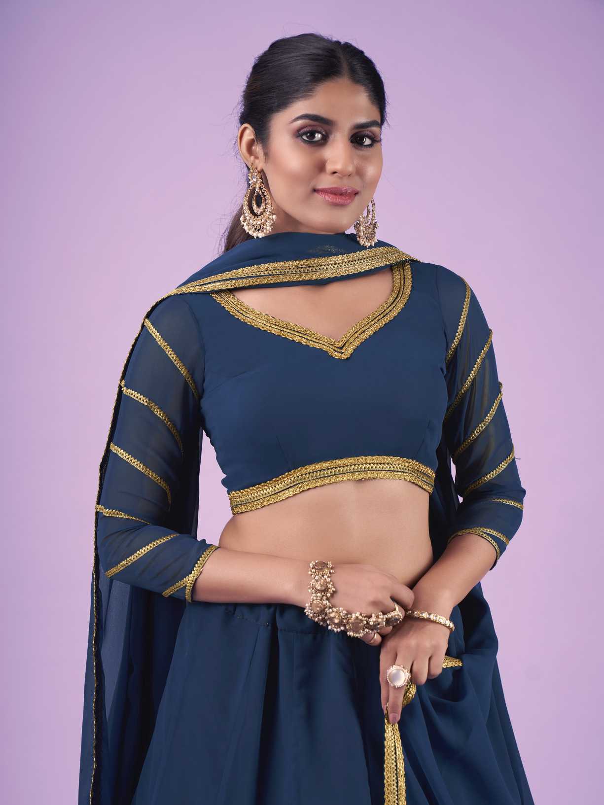 Blue Wedding and Festival Semi Stitched Lehenga Choli