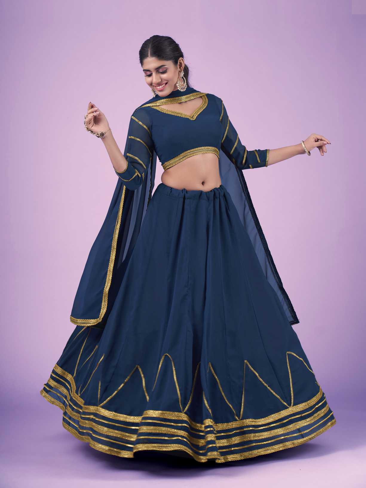 Blue Wedding and Festival Semi Stitched Lehenga Choli