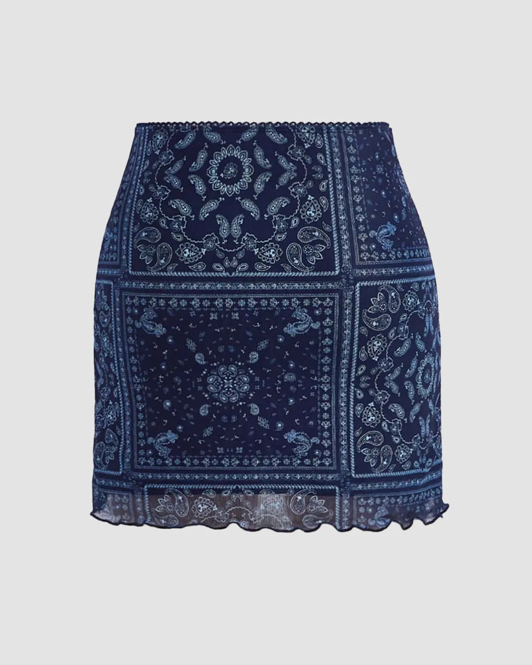 Embroidered High-Waist Mini Skirt