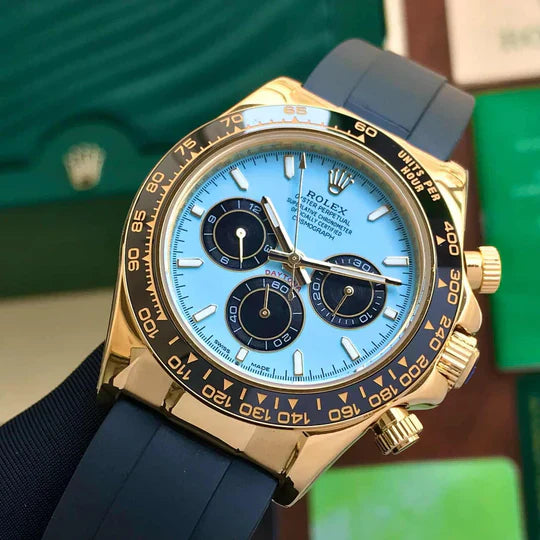 Role_x Daytona Gold/Sky Belt Watch