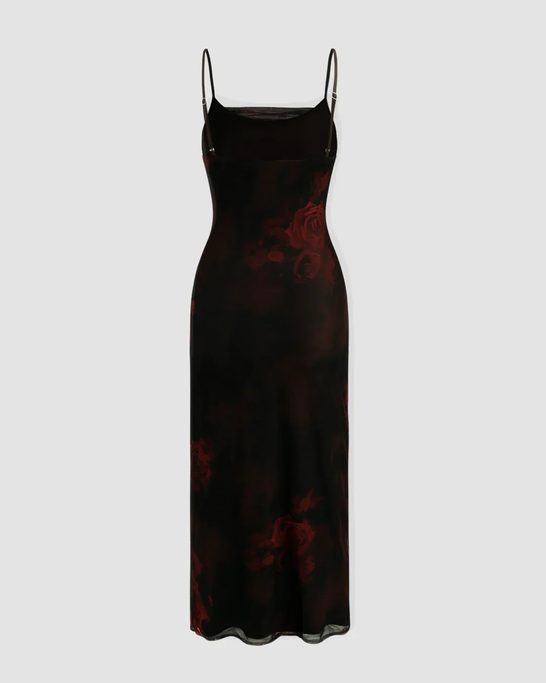 Floral Ruched Mesh Maxi Dress