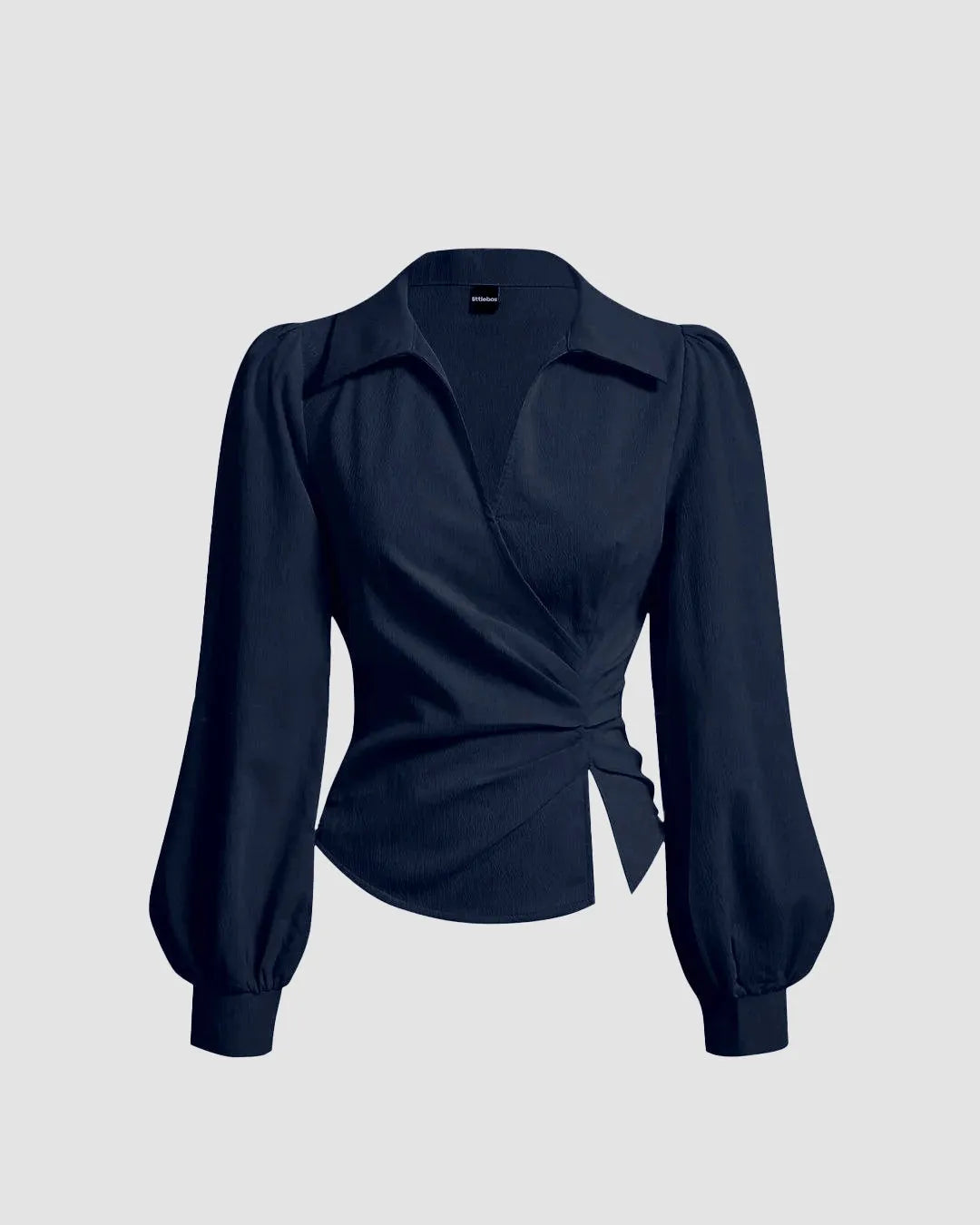 Formal Collared Neck Wrap Style Full Sleeve Shirt in Navy Blue