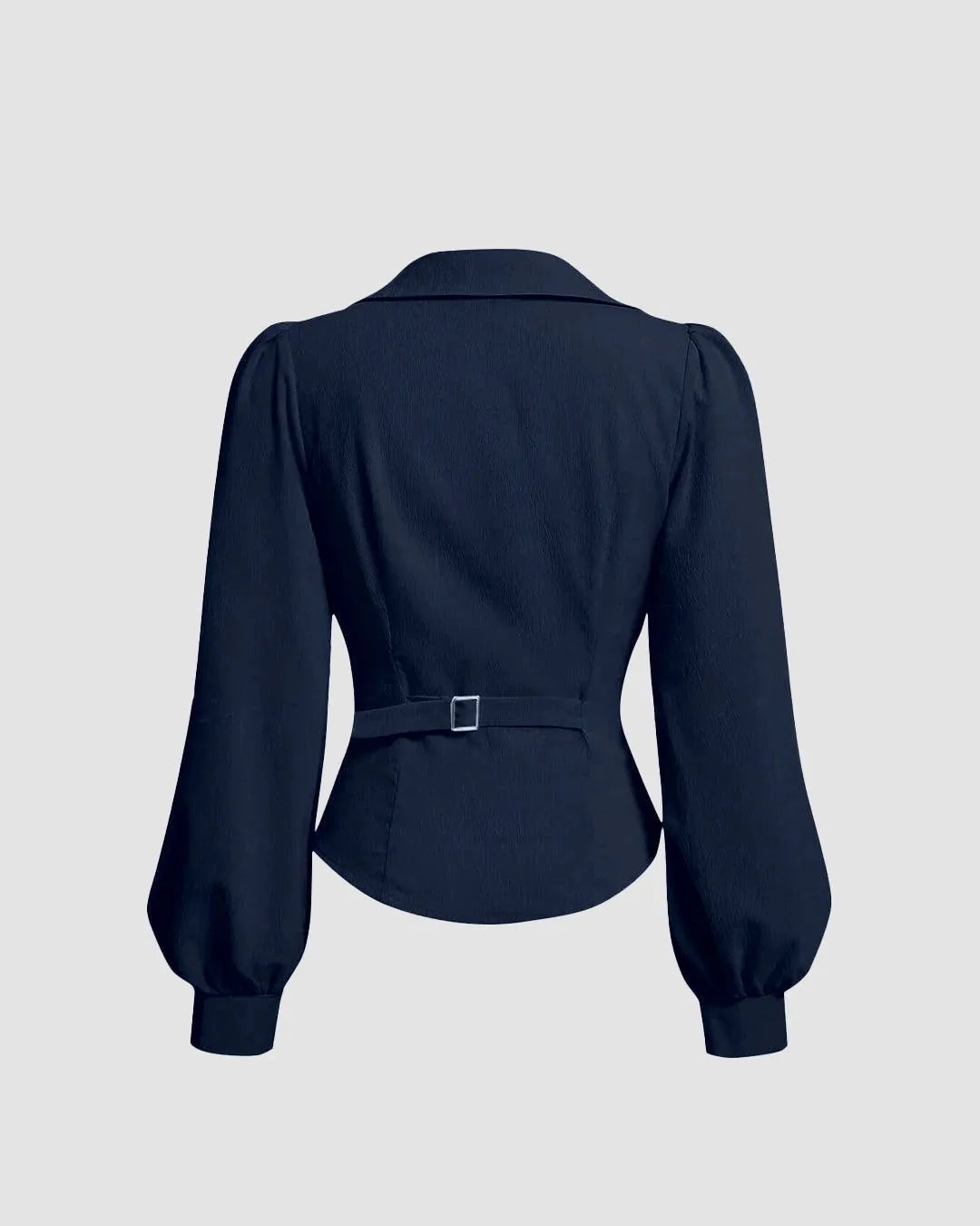 Formal Collared Neck Wrap Style Full Sleeve Shirt in Navy Blue
