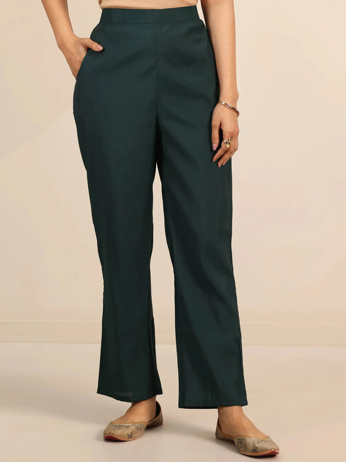 Anouk Teal Yoke Design Silk Blend Straight Suit With Dupatta