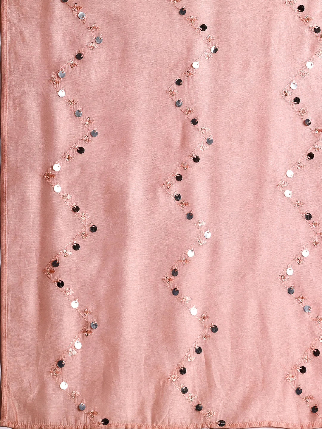 Anouk Peach Yoke Design Silk Blend Straight Suit With Dupatta