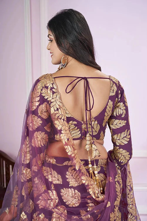 Georgette Lehenga Choli with Sequins & Zari Embroidery