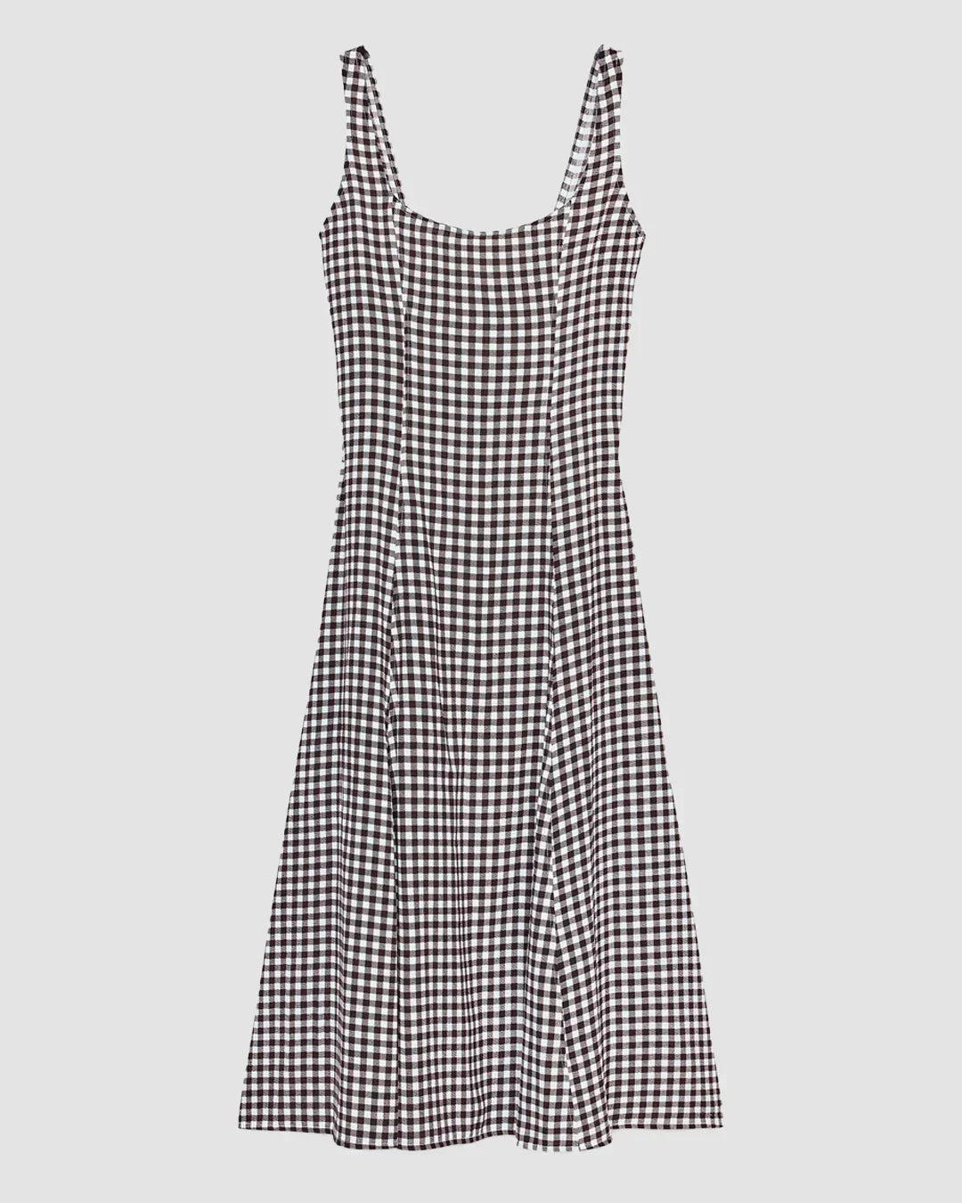 Gingham Square Neck Sleeveless Midi Dress