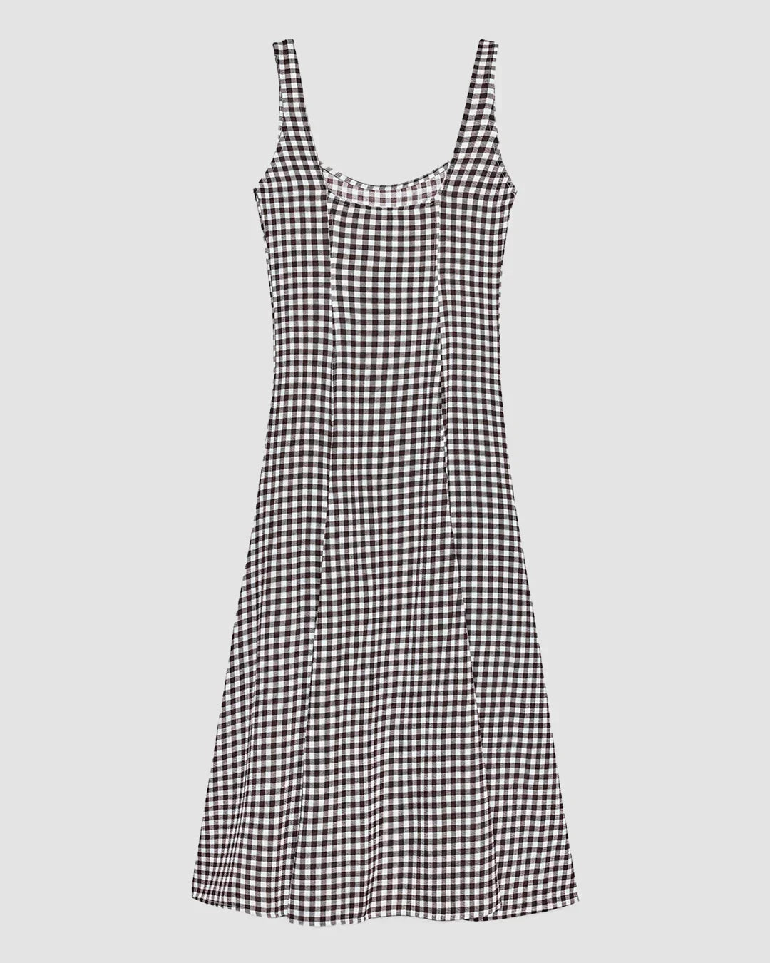 Gingham Square Neck Sleeveless Midi Dress