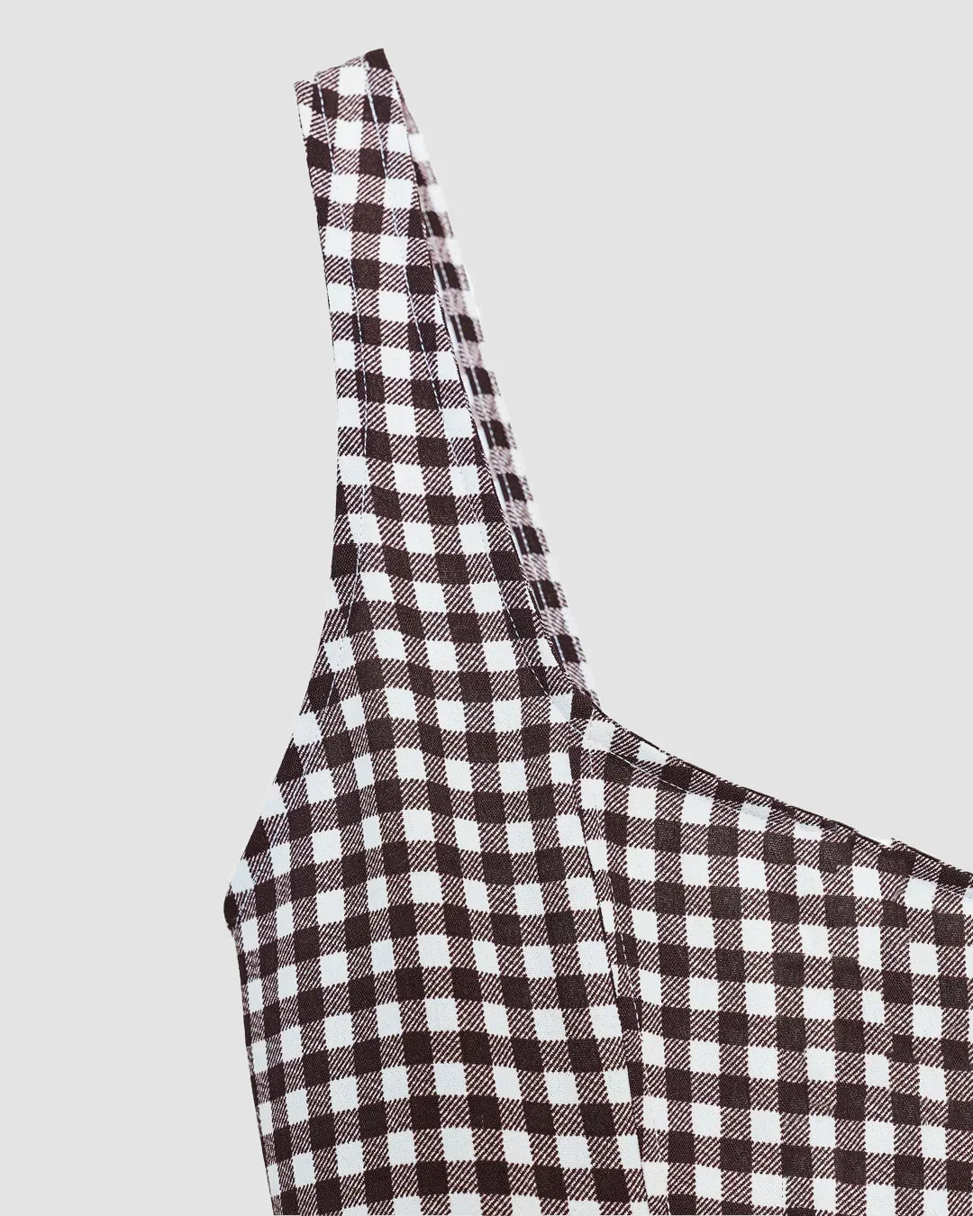 Gingham Square Neck Sleeveless Midi Dress
