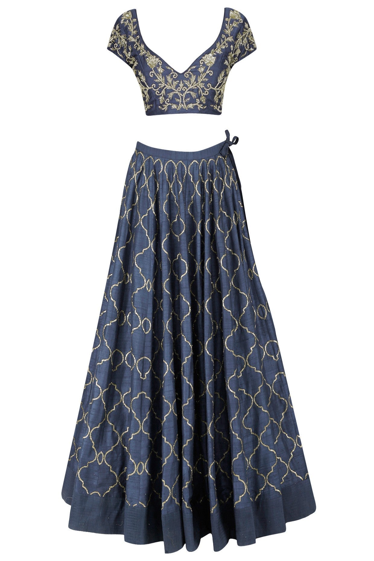 Grey Pakistani Art Silk Lehenga Choli For Indian Festival & Weddings - Sequence Embroidery Work, Zari Work