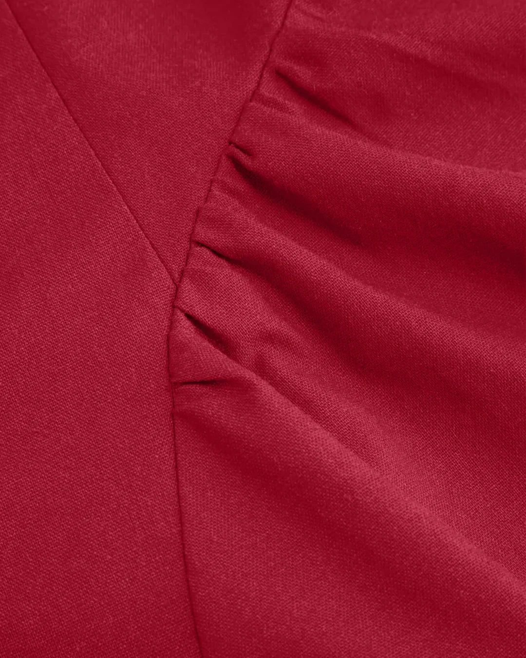 Halter Neck Pleated A-Line Midi Dress in Cherry