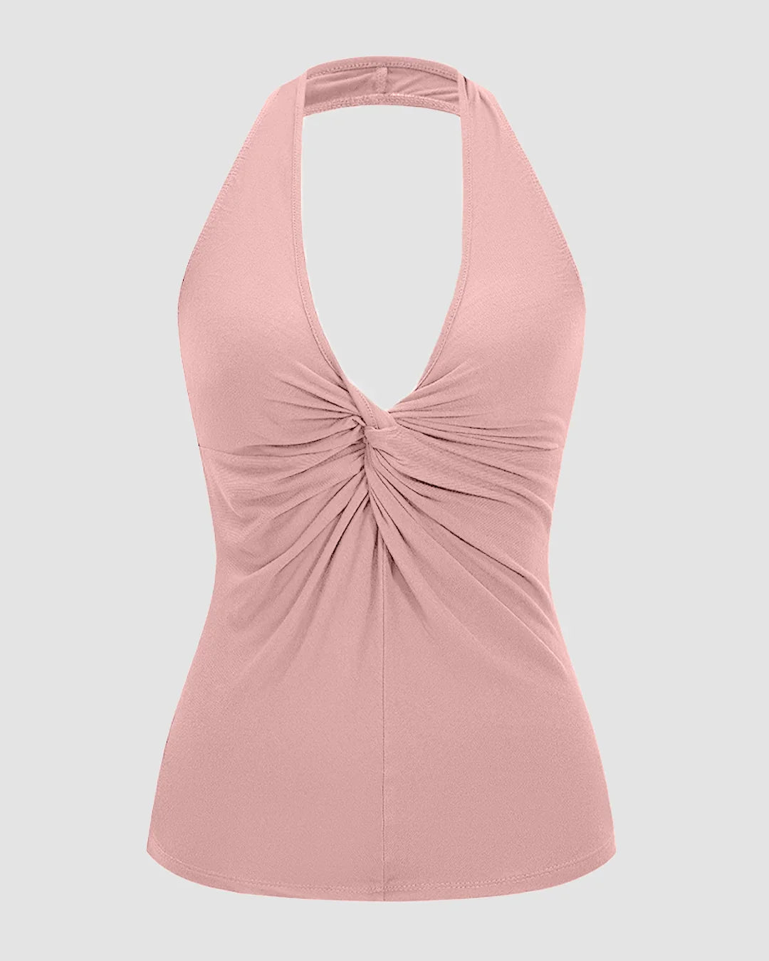 Halter Neck Ruched Top for Women in Rose
