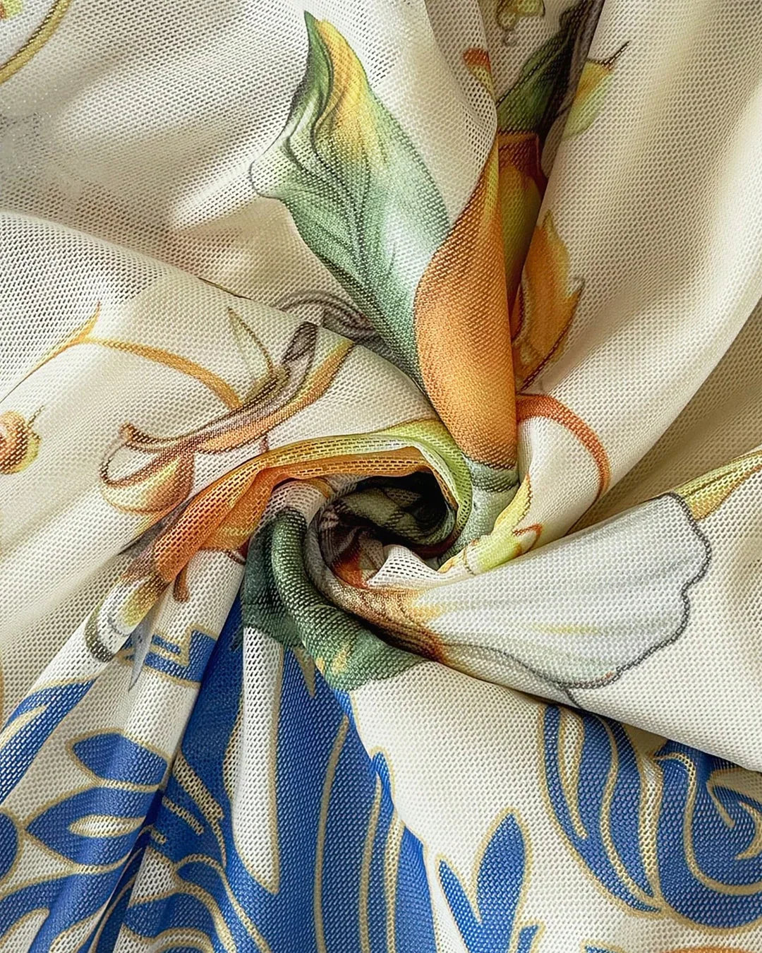 Halter Neck Tropical Print Flowy Dress