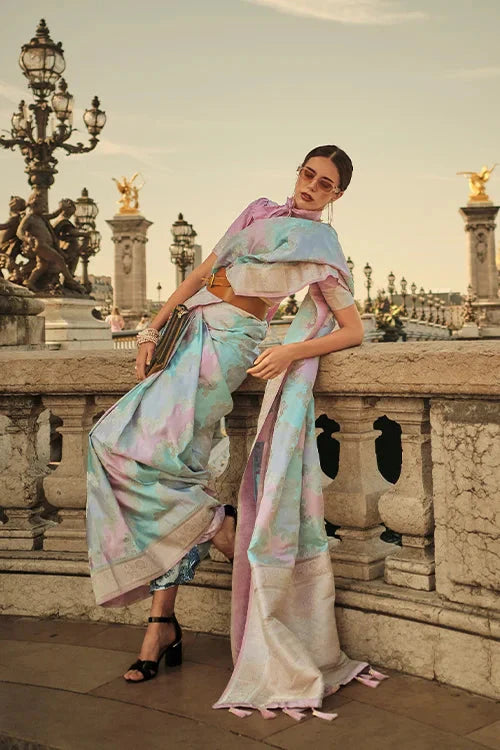 Banarasi Satin Silk Saree with Unstitched Blouse