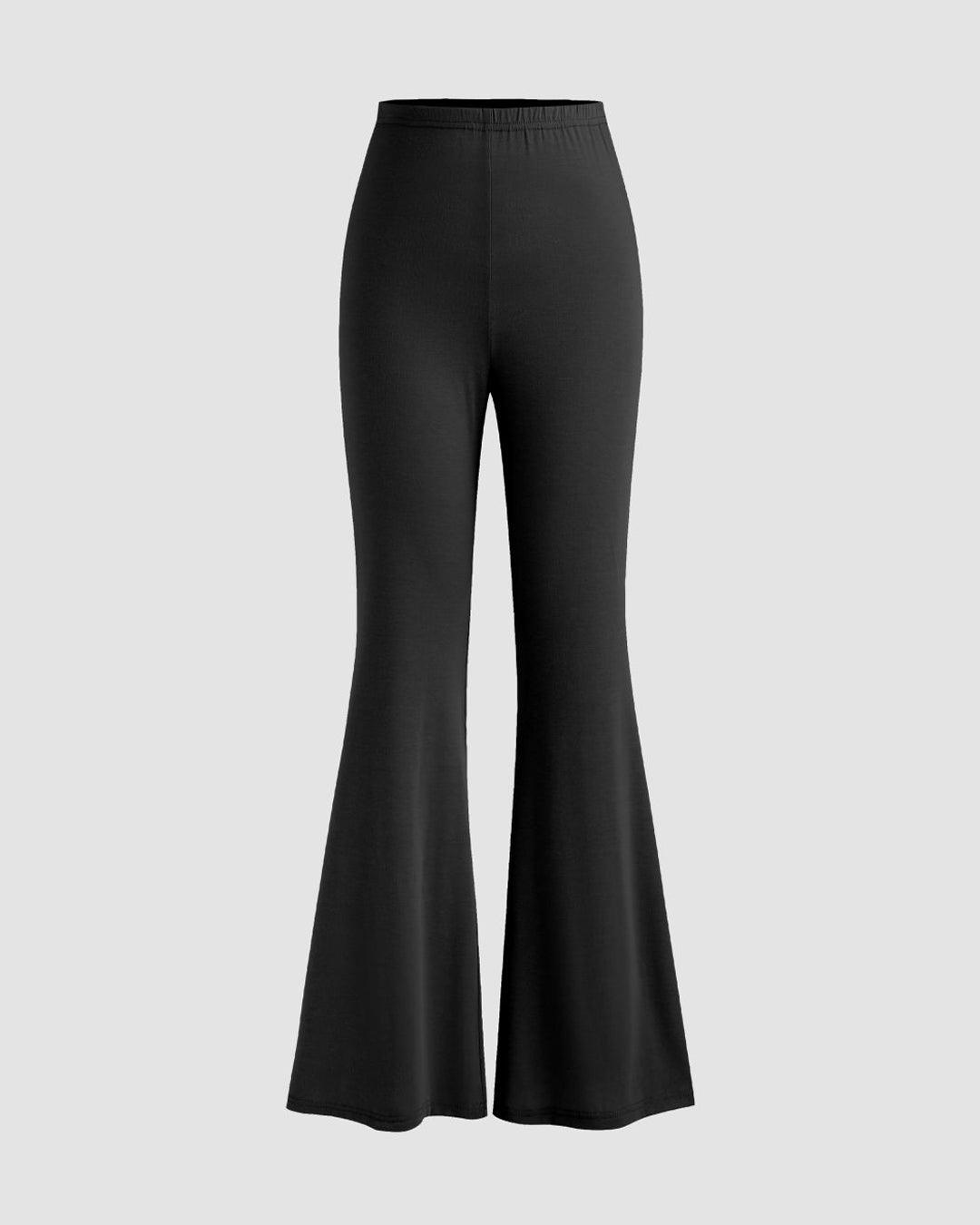 High-Rise Flared Trousers in Black