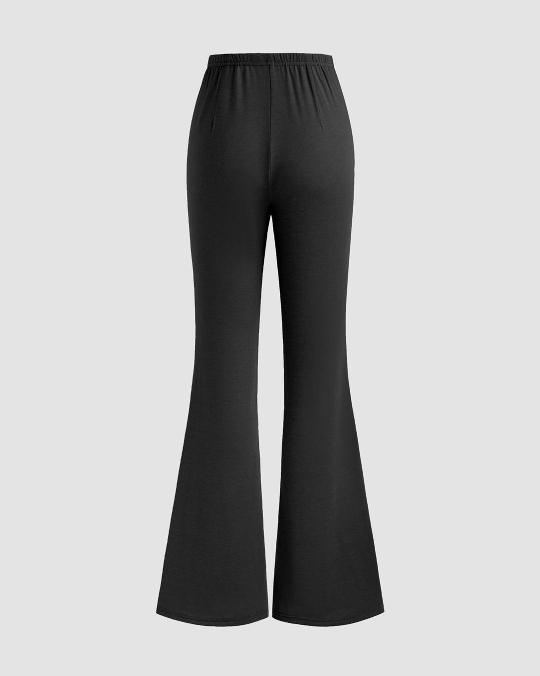 High-Rise Flared Trousers in Black