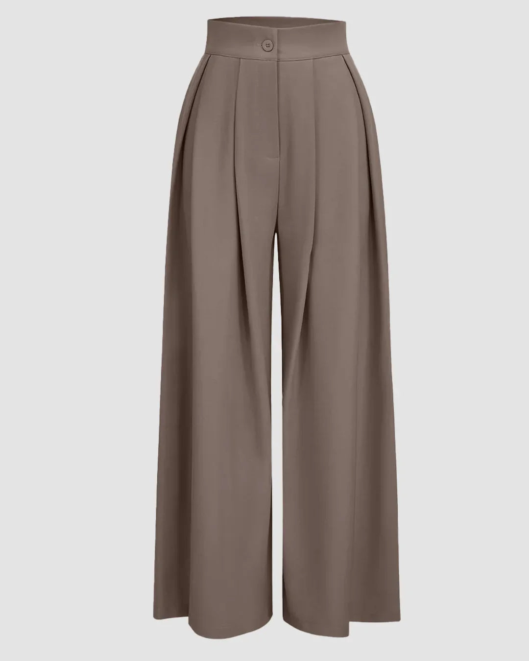 High-Waist Inverted-Pleat Wide-Leg Trousers in Cappuccino