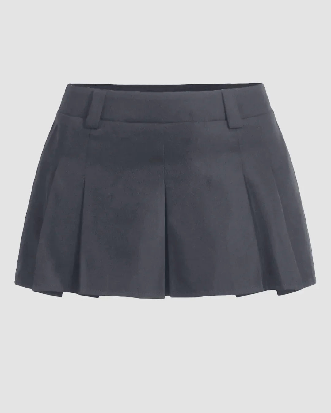 High-Waist Pleated Mini Skirt in Dark Grey
