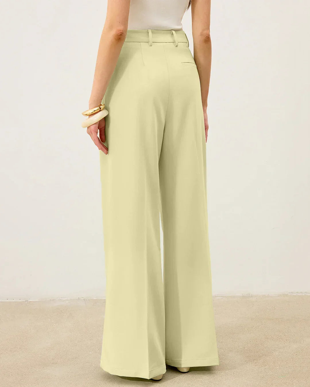 High-Waist Tailored Wide-Leg Trousers in French Vanilla