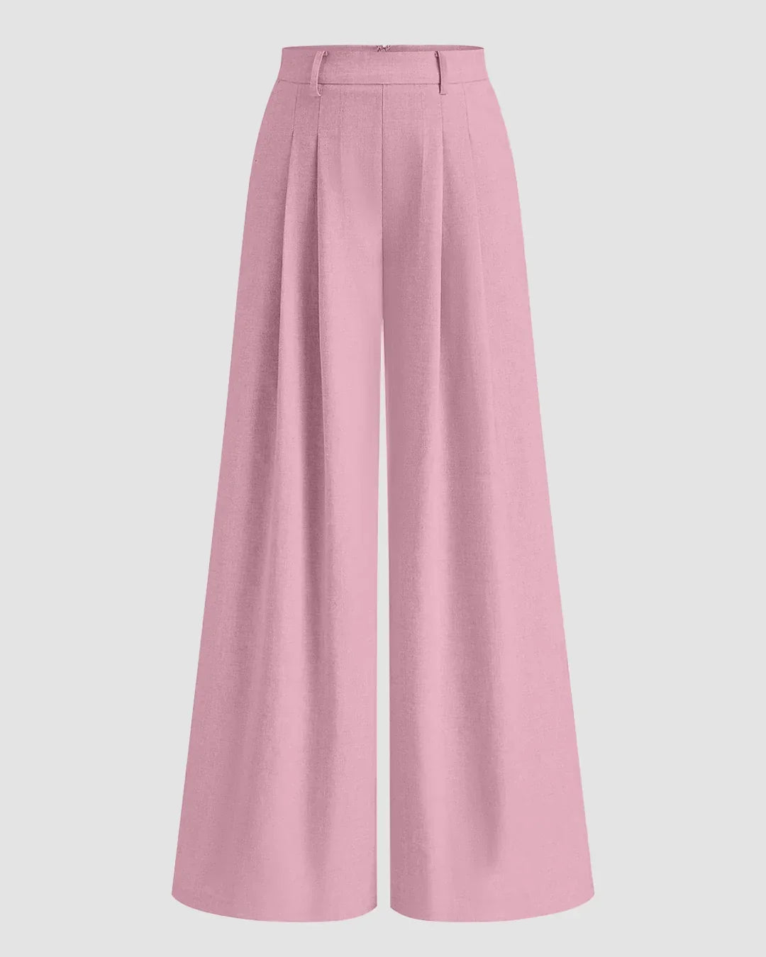 High-Waist Wide Leg Pleated Trousers in Pink