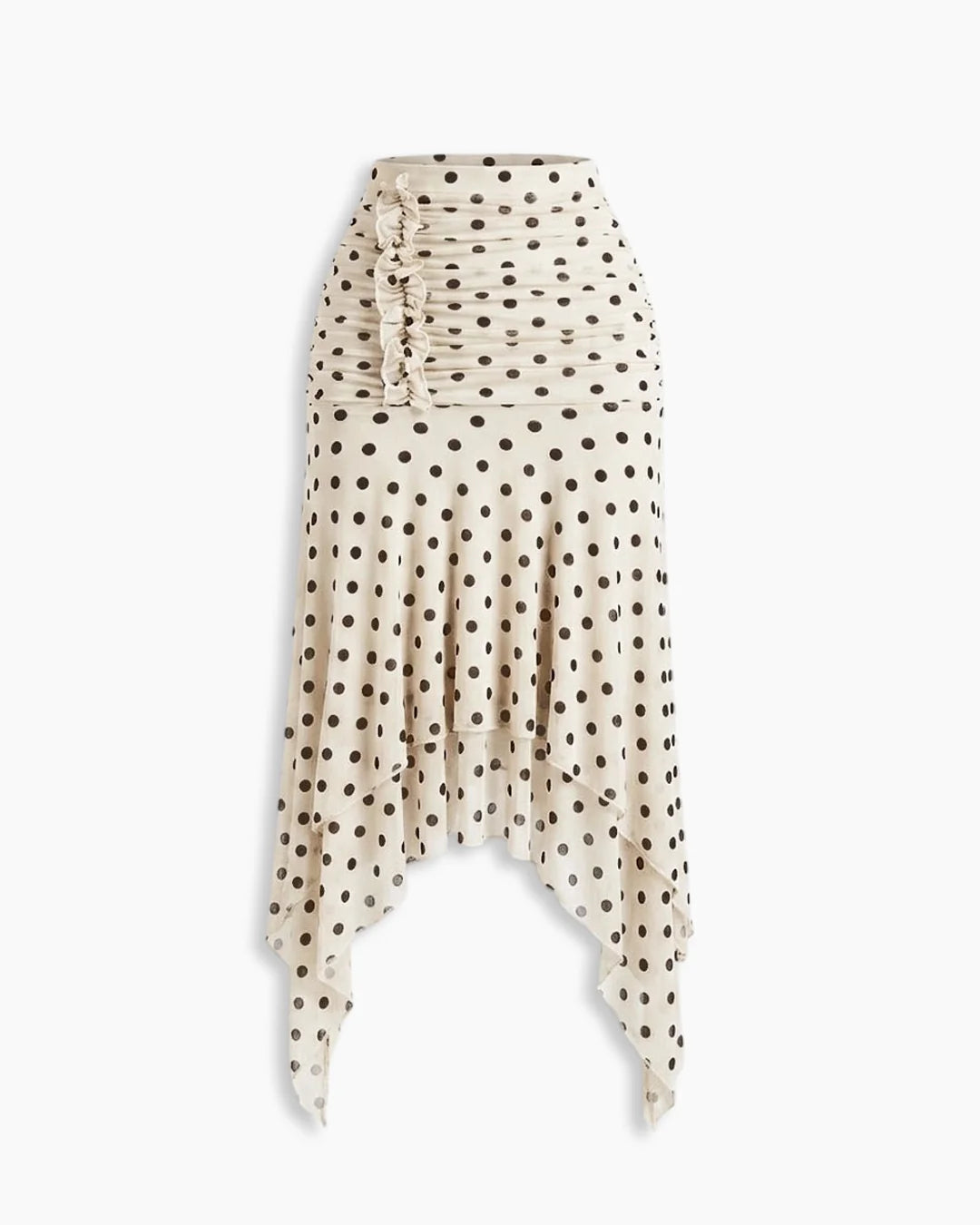 High-Waisted Ruched Tiered Asymmetrical Hem Skirt
