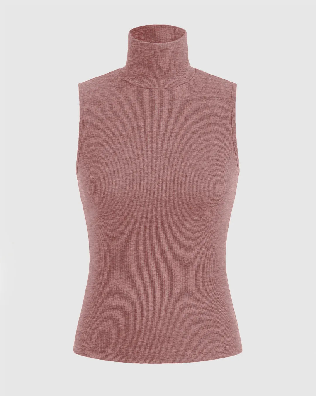 High Neck All-Match Women Tank Top In Dusty Pink