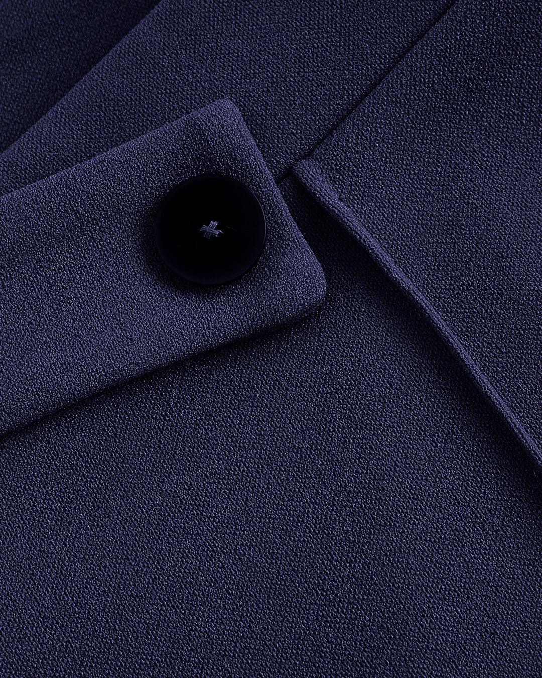 High Waist Flared Toothpick Pleated Trouser In Navy Blue