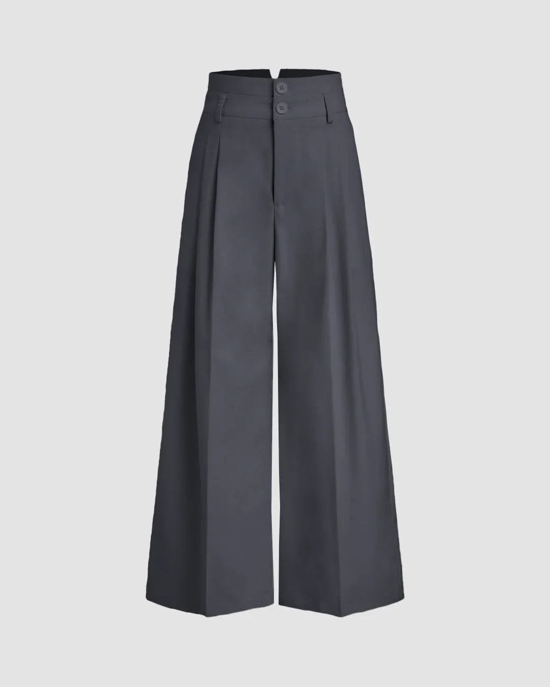 High Waist Pleated Wide Leg Trousers in Dark Grey