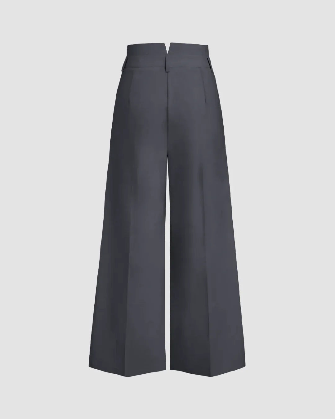 High Waist Pleated Wide Leg Trousers in Dark Grey