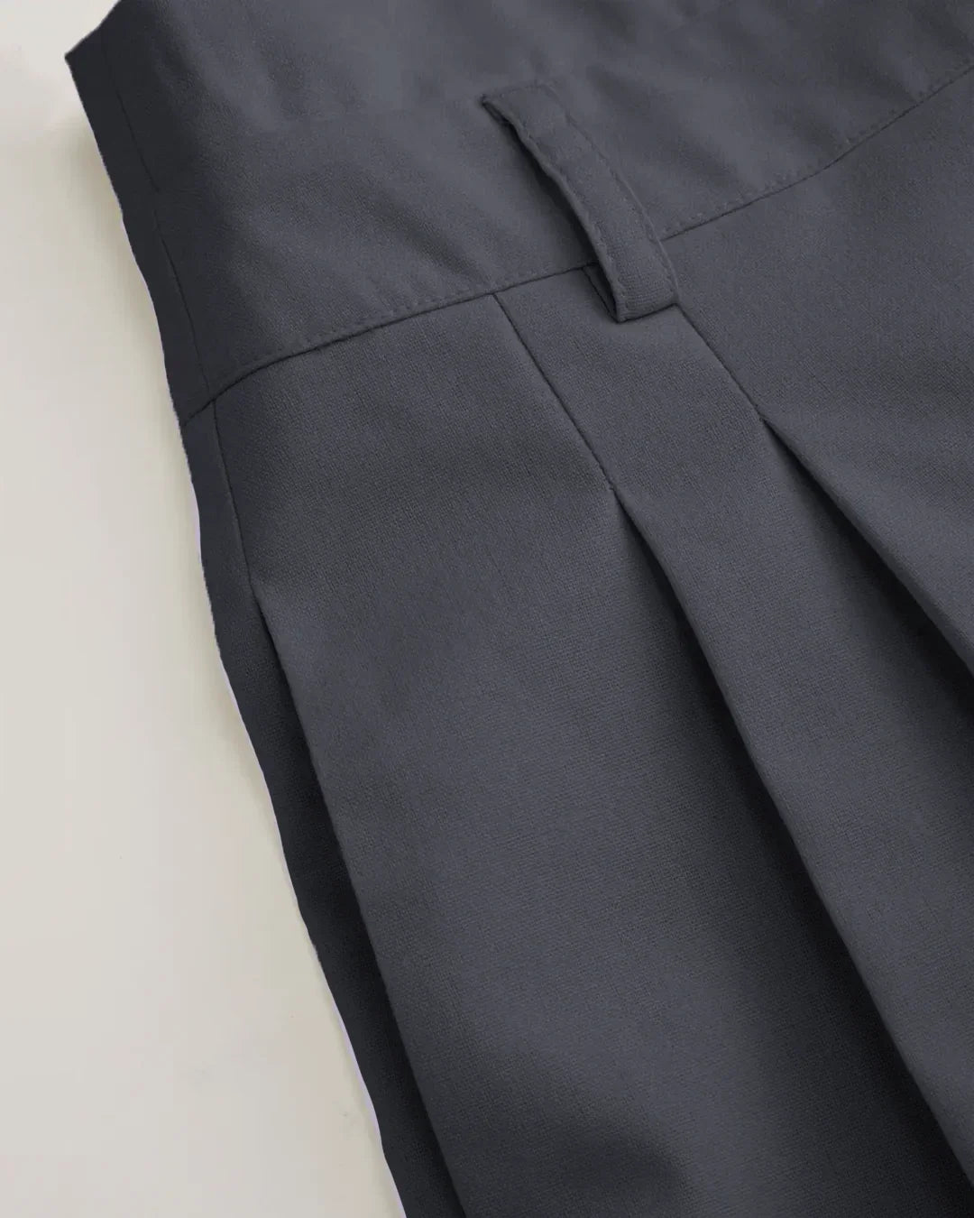 High Waist Pleated Wide Leg Trousers in Dark Grey