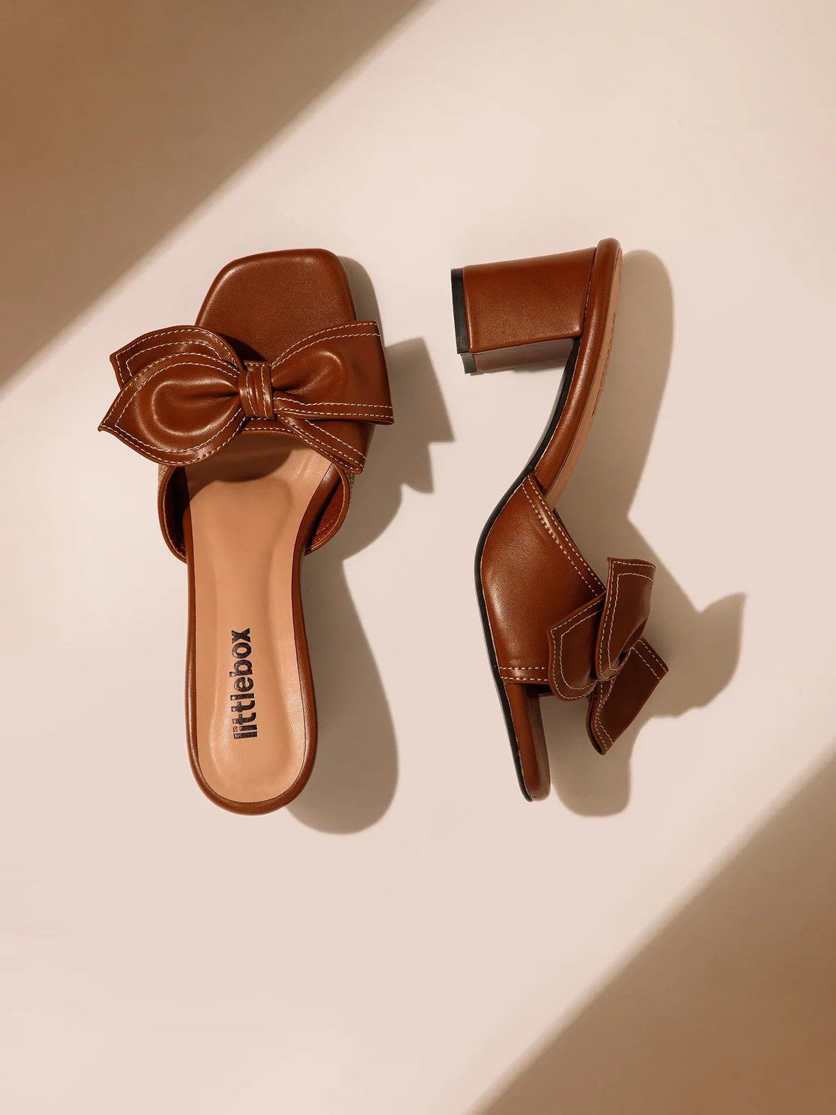 Open Toe Bowknot Brown Sandals