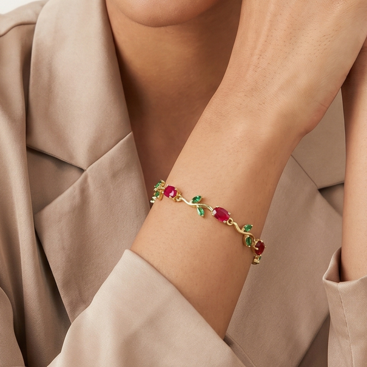 Red Green Tulip Bracelet