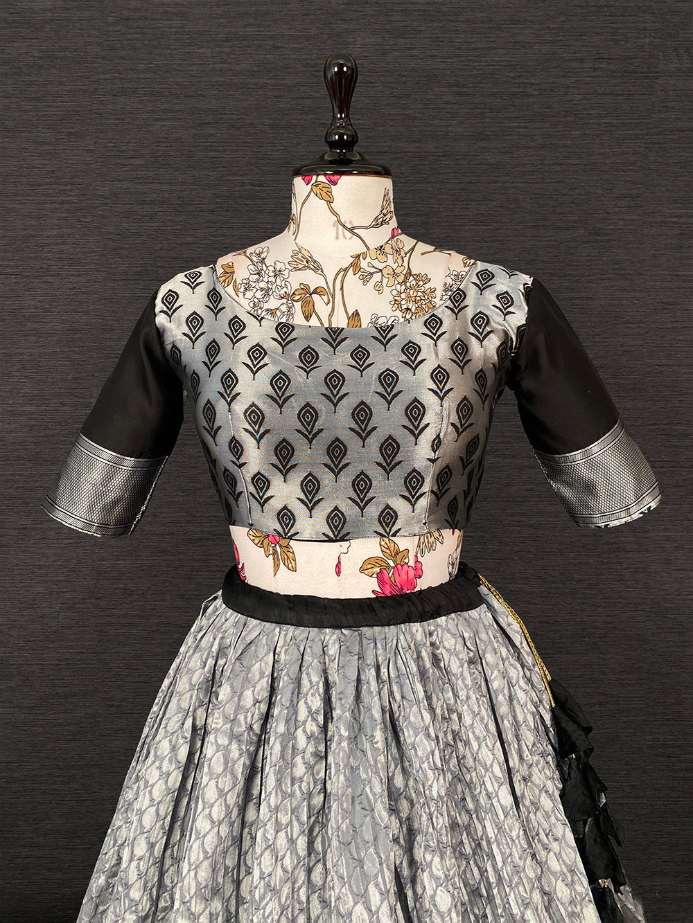 Black Color Weaving Zari Work Jacquard Silk Lehenga Choli With Net Dupatta