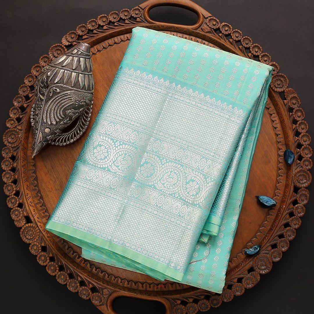 Tempting Firozi Soft Silk Saree With Dalliance Blouse Piece