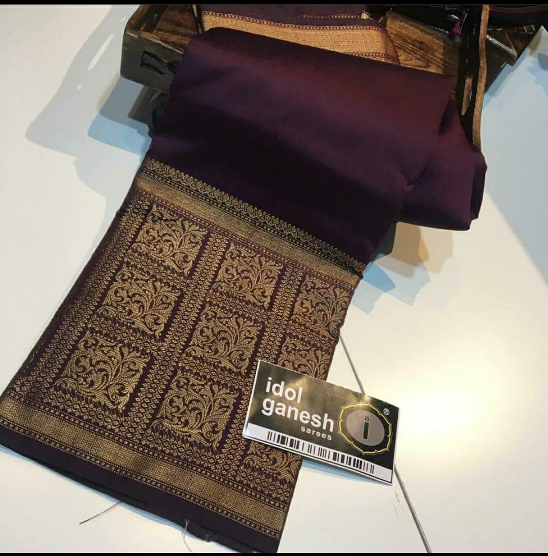 Smashing Wine Soft Silk Saree With Lassitude Blouse Piece