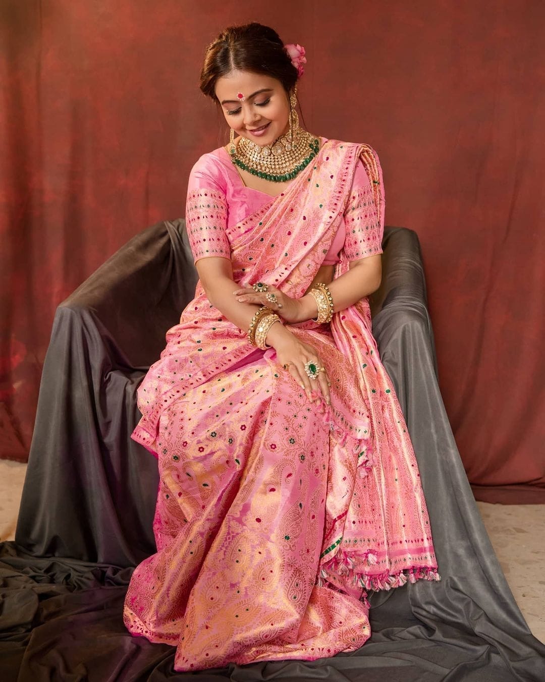 Propinquity Pink Soft Silk Saree With Flaunt Blouse Piece