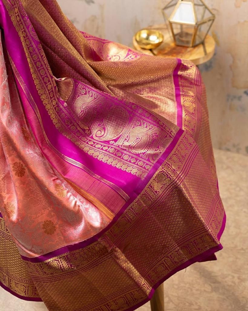Fugacious Pink Soft Banarasi Silk Saree With Improbable Blouse Piece