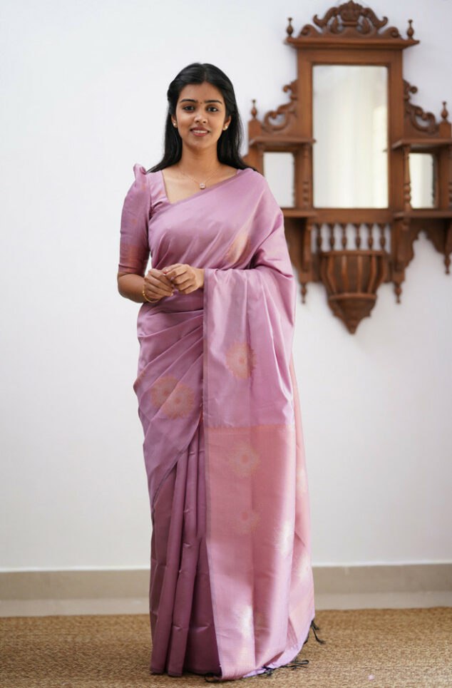Snappy Baby Pink Soft Silk Saree With Stunning  Blouse Piece