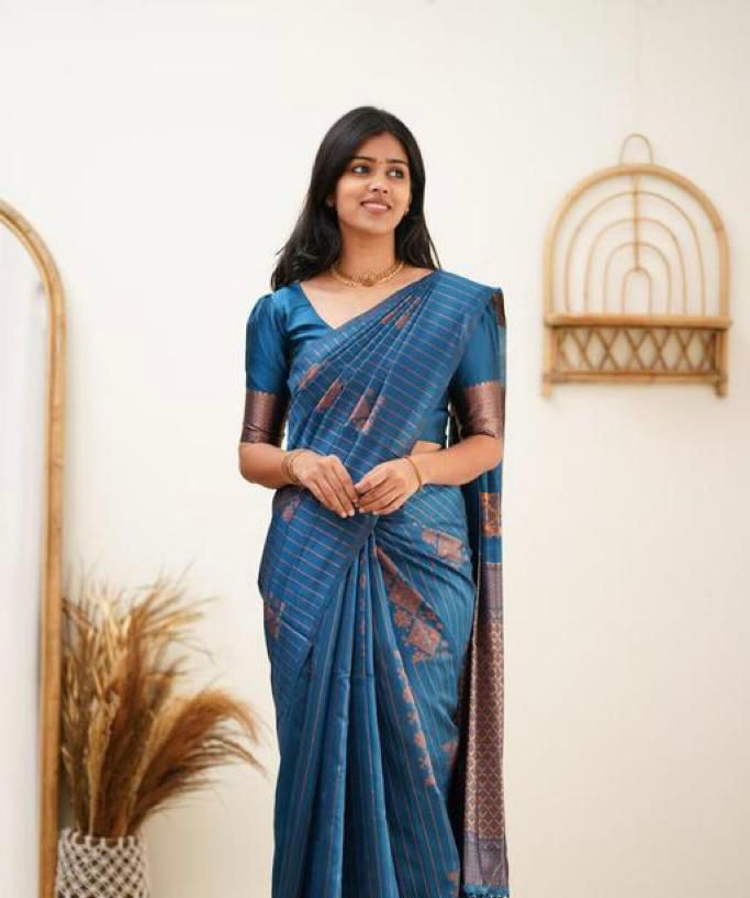 Mesmerising Rama Soft Silk Saree With Wonderful Blouse Piece